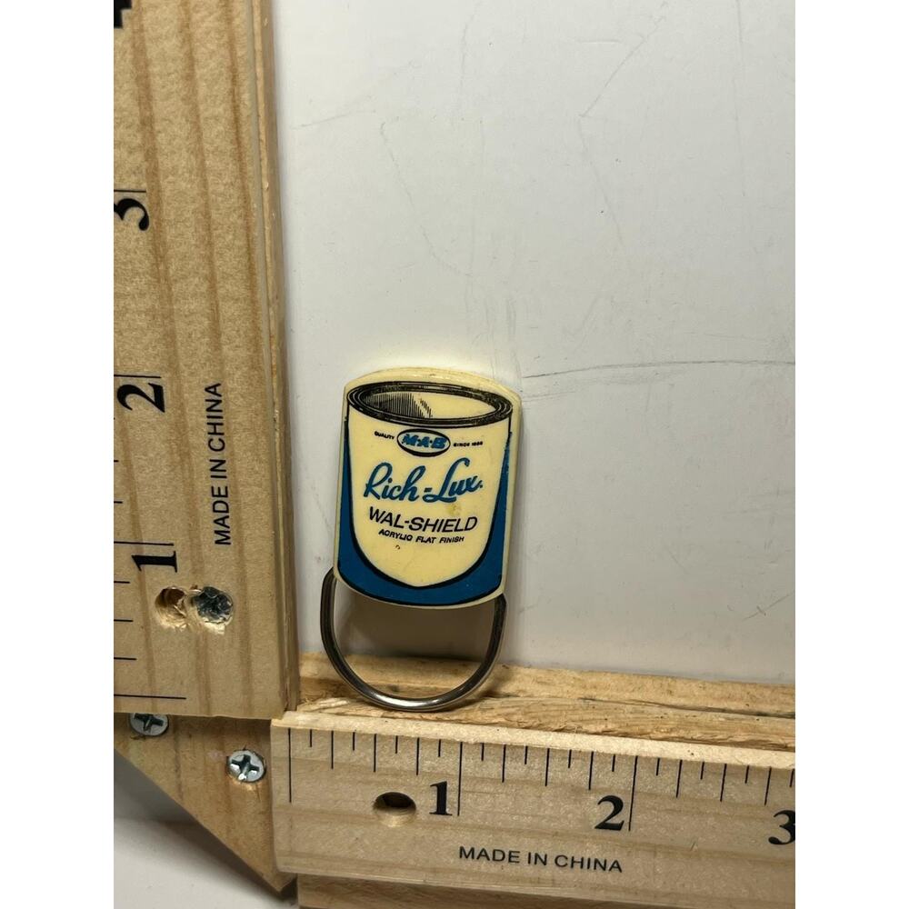 Vintage MAB Paint Can Keychain Rich Lux Wal Shield Advertising Promo Collectible